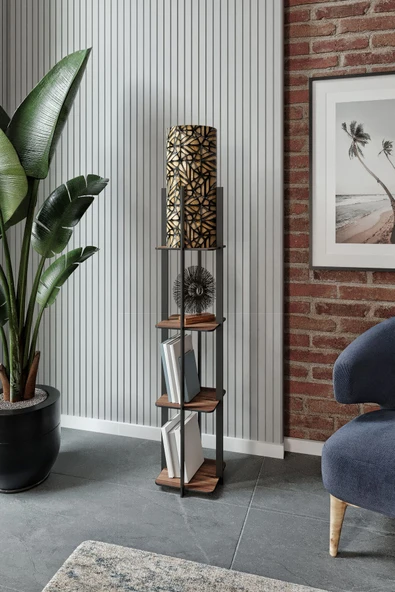 messer QUATTRO raflı lambader MADRAN CEVİZ