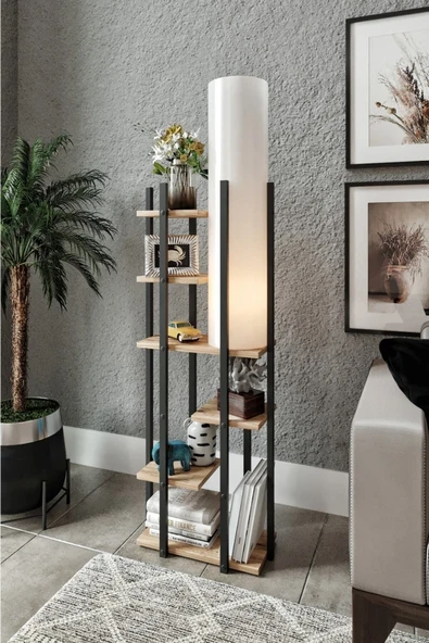 messer Moda Dor Kitaplık Lambader Atlantik Çam - 5