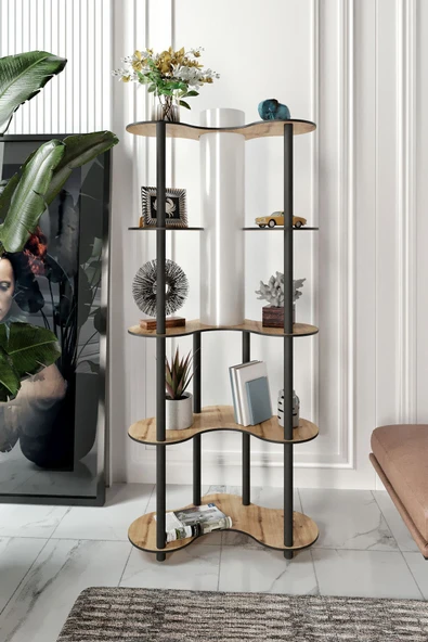 messer Mariposa Lambader Kitaplık Meşe - Resim 3