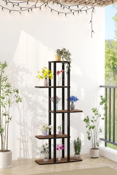 messer Yeni Gardenya Çok Katlı Çiçeklik Saksılık Barok Ceviz 18 - 2