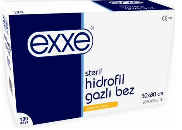 Exxe Steril Hidrofil Gazlı Bez 30x80cm 2 Parça 100'lü