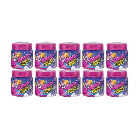 Big Babol Fantastic World Çilek, Muz ve Yaban Mersini Aromalı Sakız 90 gr x 10 Adet