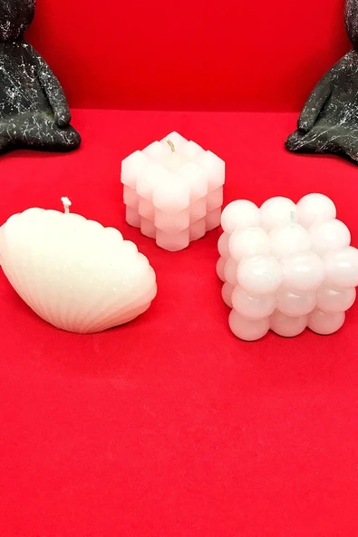 TatuCraft Bubble, Kübik, İstiridye Mum Seti 3'lü - 3
