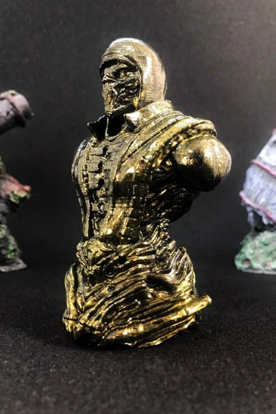 TatuCraft Mortal Kombat Scorpion Büst 10cm - Gold Efekt - 3