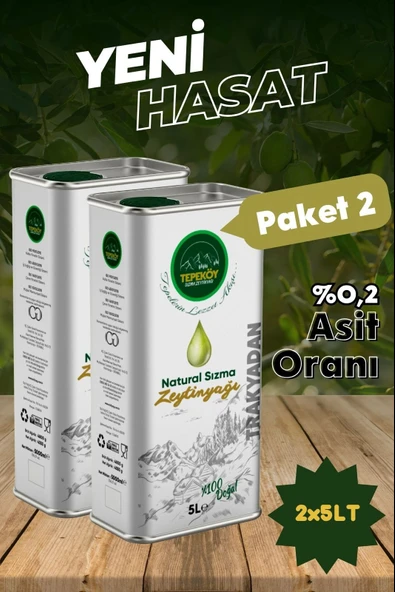 Yeni Tepeköy Naturel Sızma Soğuk Sıkım Zeytinyağı  (2.Sıkım) 2x5 Lt