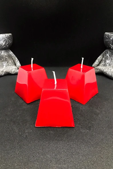 TatuCraft Kare Kırmızı Mum Seti 3'lü