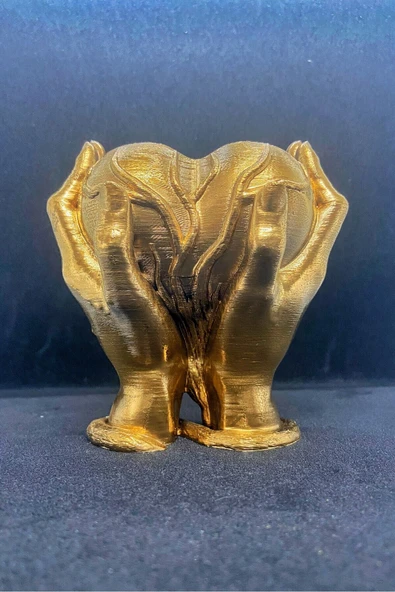 TatuCraft Eller Arasında Kalp Vazo - Gold - 3