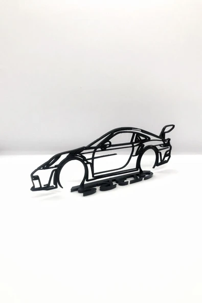 TatuCraft Porsche GT3-RS 2D Figür - Siyah - 2