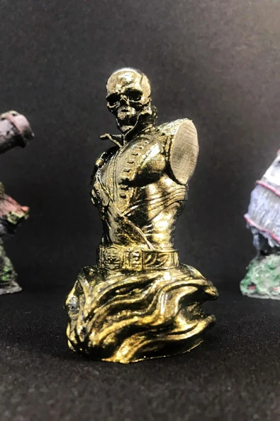 TatuCraft Hayalet Sürücü Ghost Rider Büst 10cm - Gold Efekt