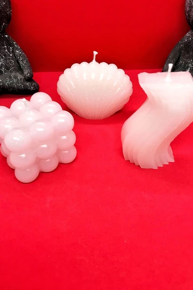 TatuCraft Bubble, İstiridye, Dalgalı Model Mum Seti 3'lü - 3