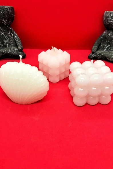 TatuCraft Bubble, Kübik, İstiridye Mum Seti 3'lü - 2