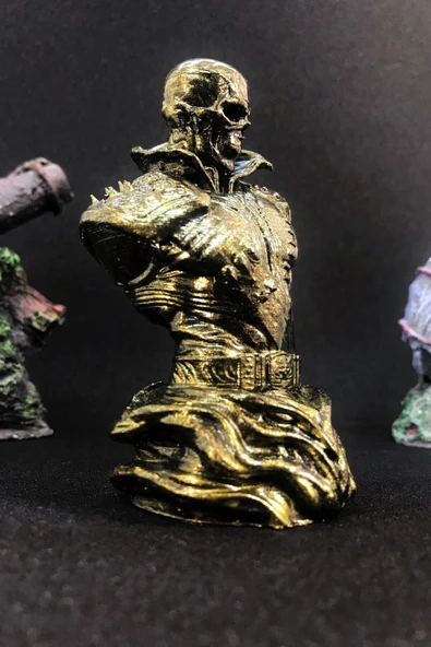 TatuCraft Hayalet Sürücü Ghost Rider Büst 10cm - Gold Efekt - 3