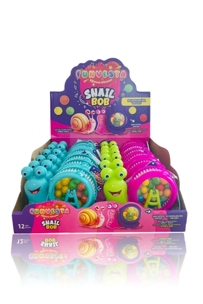 şekeyci Fun Vesta Eğlenceli Salyangoz Sakız Makinesi 12 Adet