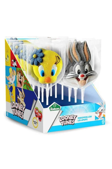 Relkon Looney Tunes Marshmallow Lollipops 45gr 12 Adet