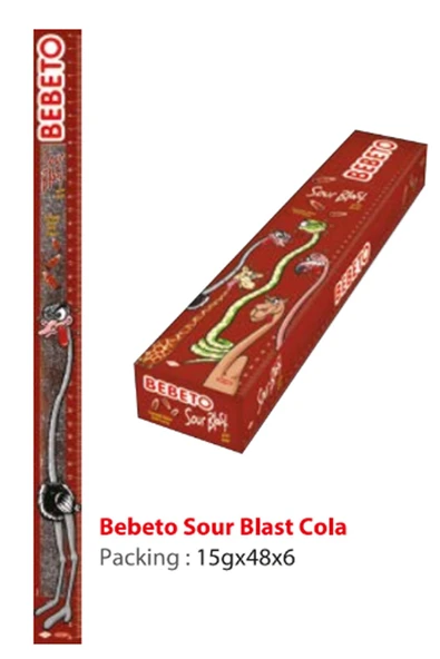 BEBETO Sour Blast %50 Daha Uzun Jelibon 48 Adet Kola