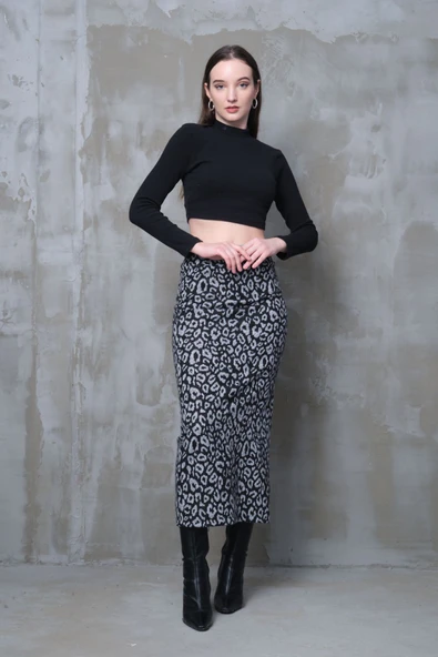 Gri Leopar Desen Uzun Kalem Etek Toparlayıcı Korse Kemer Ince Görünüm Sağlar Korse Kemer Boy96cm - 6