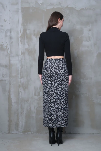 Gri Leopar Desen Uzun Kalem Etek Toparlayıcı Korse Kemer Ince Görünüm Sağlar Korse Kemer Boy96cm - 3