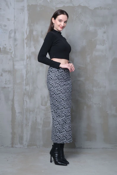 Çita Desen Uzun Kalem Etek Dar Kesim Korse Kemer Bir Beden Ince Görünüm Sağlar Boy96cm - 2