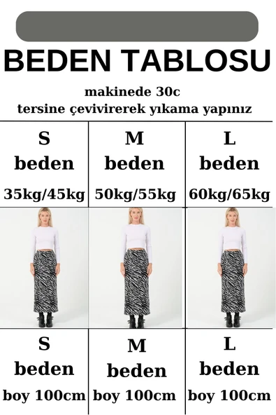 Uzun Spor Kalem Etek Zebra Desen Kışlık Jakar Kumaş Esnek Etek Maxi Boy 100cm - 6