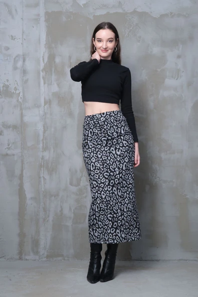 Gri Leopar Desen Uzun Kalem Etek Toparlayıcı Korse Kemer Ince Görünüm Sağlar Korse Kemer Boy96cm - 2