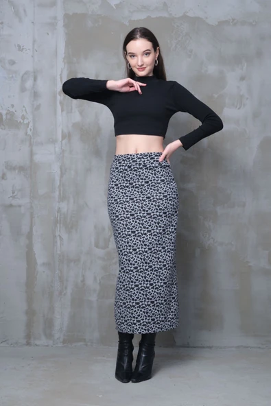 Çita Desen Uzun Kalem Etek Dar Kesim Korse Kemer Bir Beden Ince Görünüm Sağlar Boy96cm