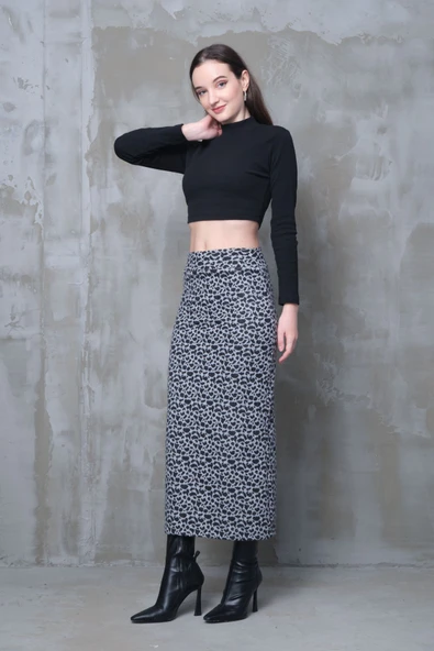 Çita Desen Uzun Kalem Etek Dar Kesim Korse Kemer Bir Beden Ince Görünüm Sağlar Boy96cm - 5