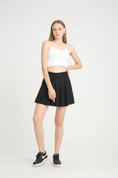 Volanlı Etek Yüksek Bel Korse Kemer Esnek Dalgıç Kumaş L/40 - 3