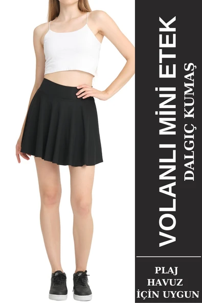 Volanlı Etek Yüksek Bel Korse Kemer Esnek Dalgıç Kumaş L/40