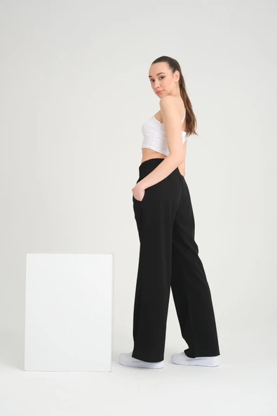 Kadın Ütü Izli Bol Kumaş Pantolon - 5