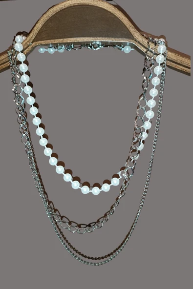 sedef inci kolye 3 parça metal ve inciden oluşmakta - 4