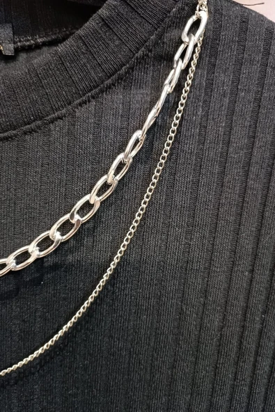 Kadın 2 Parça Metal Kolye - 2