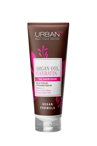 Urban Care Argan Oil & Keratin Kolay Kırılan Yıpranmış Saçlara Özel Saç Bakım Kremi -vegan-250ml - Resim 2