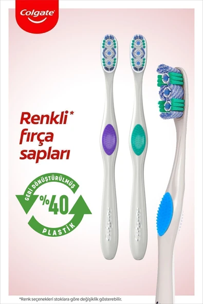 Colgate 360 Optik Beyaz Dil ve Yanak Temizleyicili Orta Beyazlatıcı Diş Fırçası  1+1 - 7