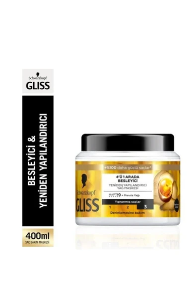 Gliss 4'ü 1 Arada Besleyici & Yeniden Yapılandırıcı Saç Bakım Maskesi 400 ml