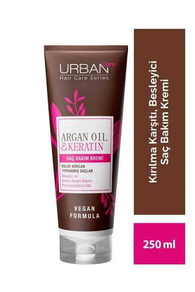 Urban Care Argan Oil & Keratin Kolay Kırılan Yıpranmış Saçlara Özel Saç Bakım Kremi -vegan-250ml ürün görseli