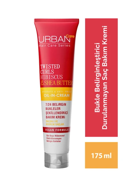 Urban Care Hibiscus & Shea Butter Kıvırcık ve Dalgalı Saçlara Özel Durulanmayan Bakım Kremi-vegan-175ml