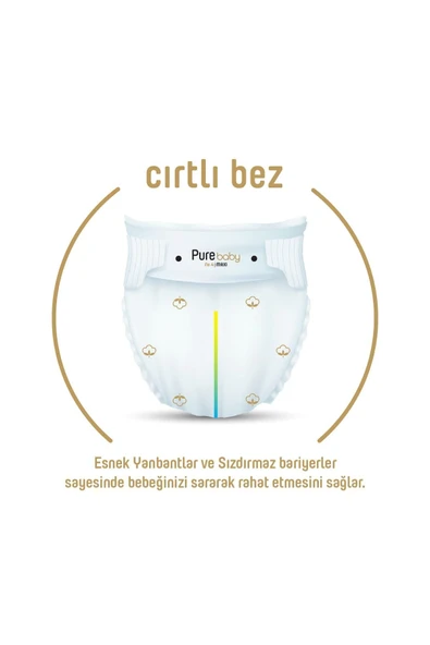Pure Baby Organik Pamuklu Cırtlı Bez Tekli Paket 2 Numara Mini 68 Adet - Resim 4