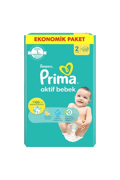 Prima Bebek Bezi Aktif Bebek 2 Beden 72 Adet Fırsat Paketi - 2