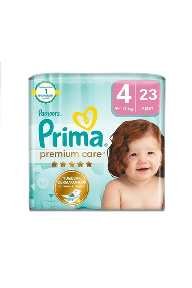 Prima Premium Care 4 Numara, Bebek Bezi 23'lü 9 kg - 14 kg