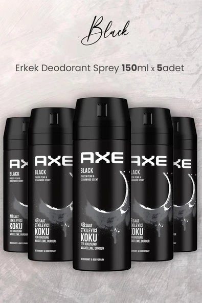 Axe Black Erkek Deodorant Sprey 150 ml x 5 Adet