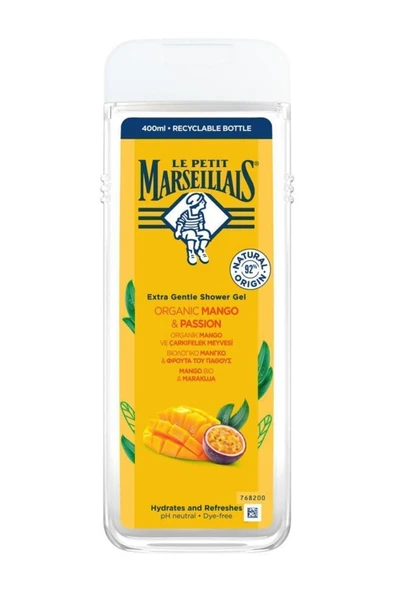 Le Petit Marseillais Lpm Organik Mango Ve Çarkıfelek Meyvesi 400ml Duş Jeli - Resim 2