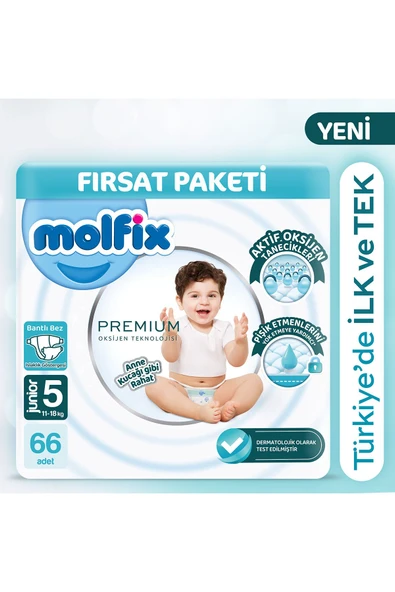 Molfix Premium Ultra Fırsat Paketi 5 Beden 66 Adet