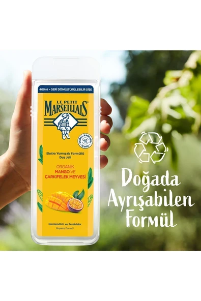 Le Petit Marseillais Lpm Organik Mango Ve Çarkıfelek Meyvesi 400ml Duş Jeli - Resim 4