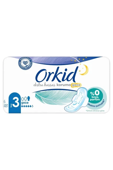 Orkid Extra Hassas Koruma Gece Hijyenik Ped 6'li - 2