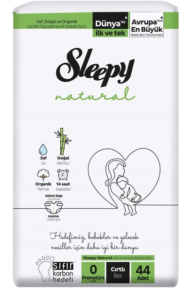 Sleepy Bebek Bezi Natural Beden:0 (0-3KG) Prematüre 44 Adet Fırsat Pk