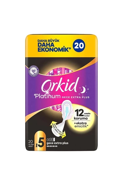 Orkid Platinum Gece Ekstra Plus (BOY 5) 20 Adet Hijyenik Ped - 2