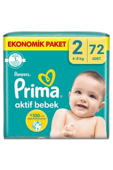 Prima Bebek Bezi Aktif Bebek 2 Beden 72 Adet Fırsat Paketi