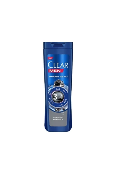 Clear Men 3 in 1 Şampuan & Duş Jeli Arındırıcı Kömür 350 ml