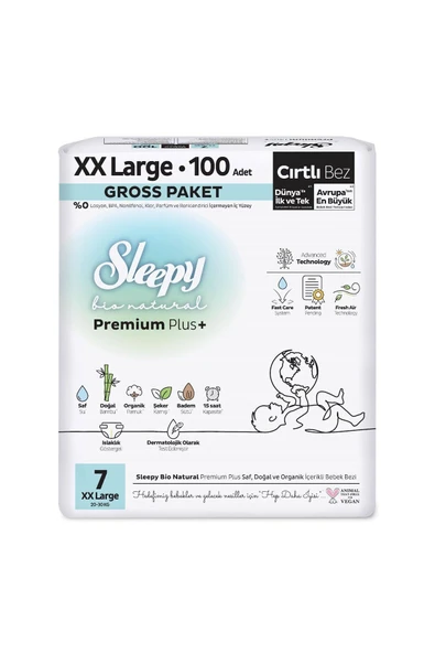 Sleepy Bio Natural Premium Plus Gross Paket Bebek Bezi 7 Numara Xxlarge 100 Adet - 2