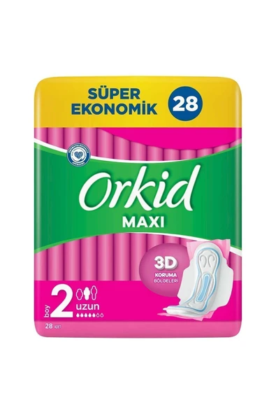 Orkid Maxi Hijyenik Ped Uzun Süper Ekonomik Paket 28 Ped - Resim 2